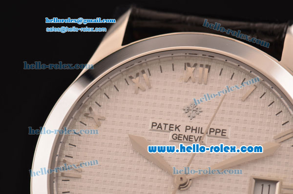 Patek Philippe Calatrava Swiss ETA 2824 Automatic Steel Case with Black Leather Strap White Dial - Click Image to Close